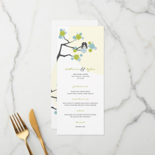 Aqua Cherry Blommars Sakura Love birds Bröllop Meny