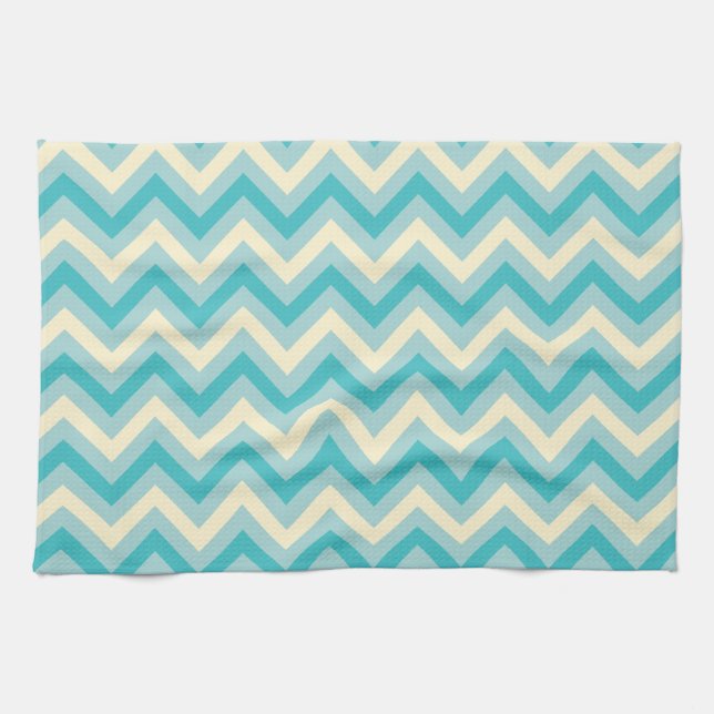 Aqua Chevron Kökshandduk (Horisontell)
