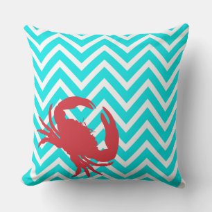 Aqua Chevron Krabbig Accentkudde Kudde