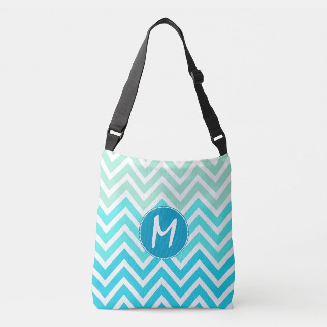 Aqua Chevron Monogrammed Kor Body Bag Axelväska (Framsida)