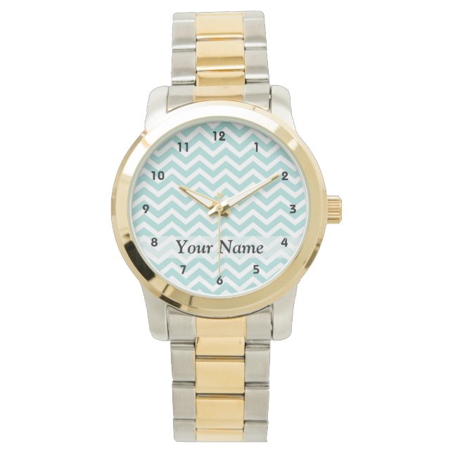 Aqua Chevron mönster Armbandsur (Framsida)