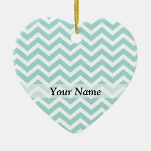 Aqua Chevron mönster Julgransprydnad Keramik