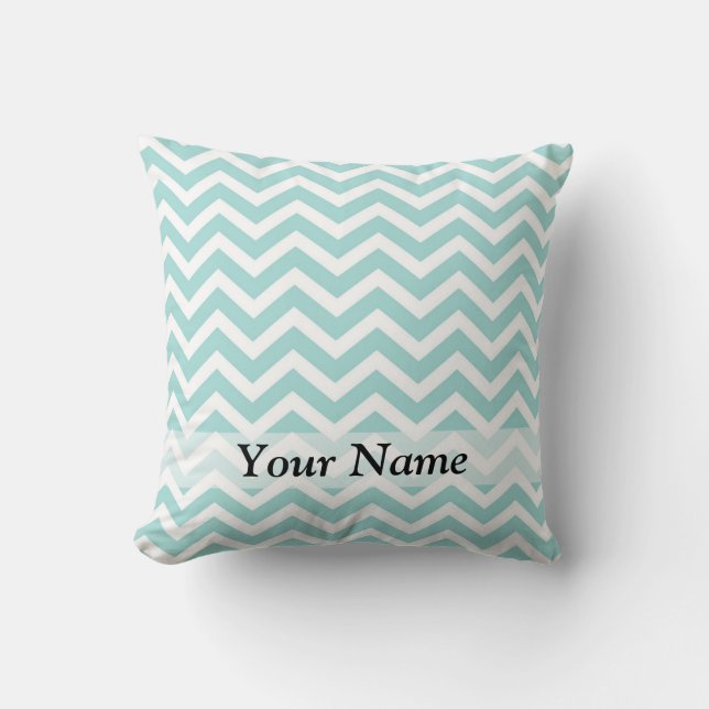 Aqua Chevron mönster Kudde (Framsida)