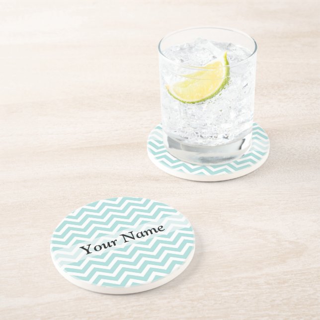 Aqua Chevron mönster Underlägg Sandsten (Sidan)
