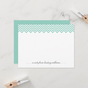 Aqua Chevron och Tiny Dots Personlig Stationery Inbjudningar