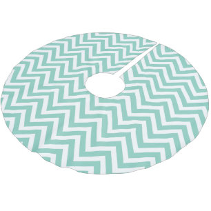 Aqua Chevron Rand Julgransmatta Borstad Polyester