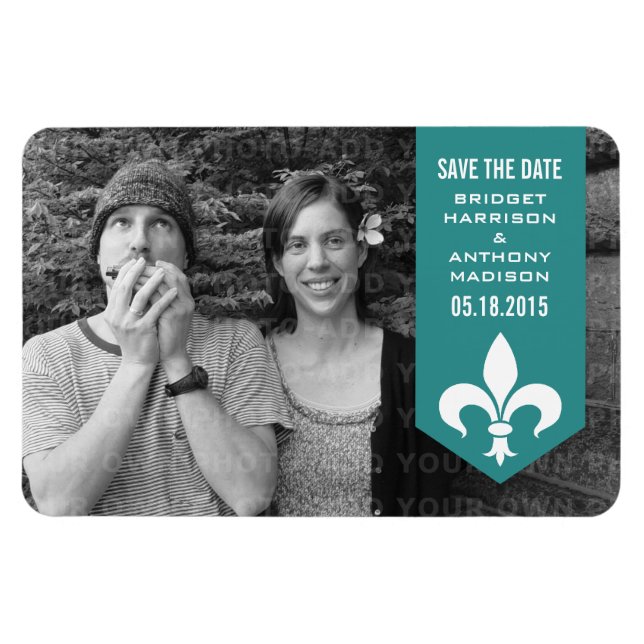 Aqua Chic Flourish Banner Spara datum magneter (Horisontell)