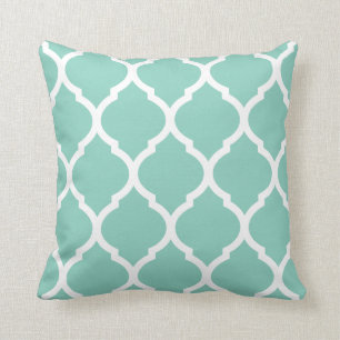 Aqua Chic Moroccan Lattice Mönster Kudde