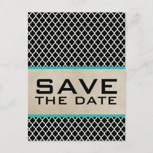 Aqua Chic Quatrefoil Spara datum vykort