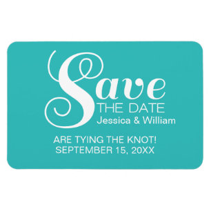 Aqua Chic Typography Spara datum magneter