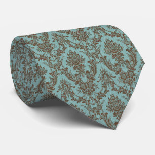 Aqua Choklad Damast Slipskötsel Slips