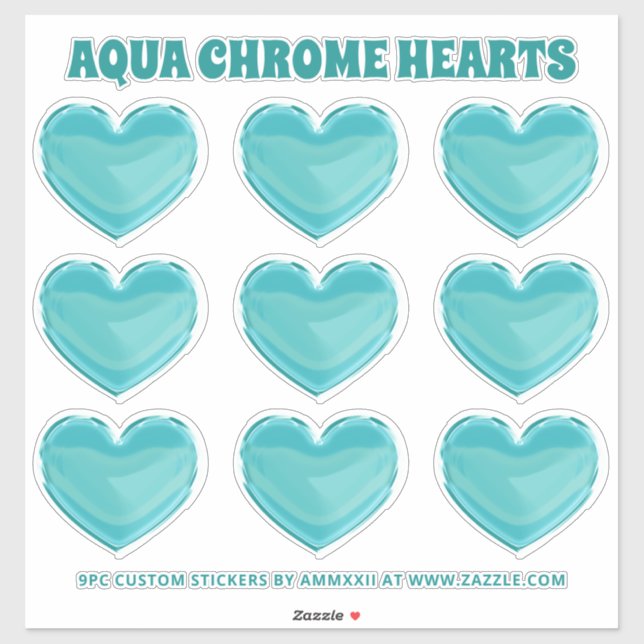 Aqua Chrome Hearts Klistermärken (Ark)