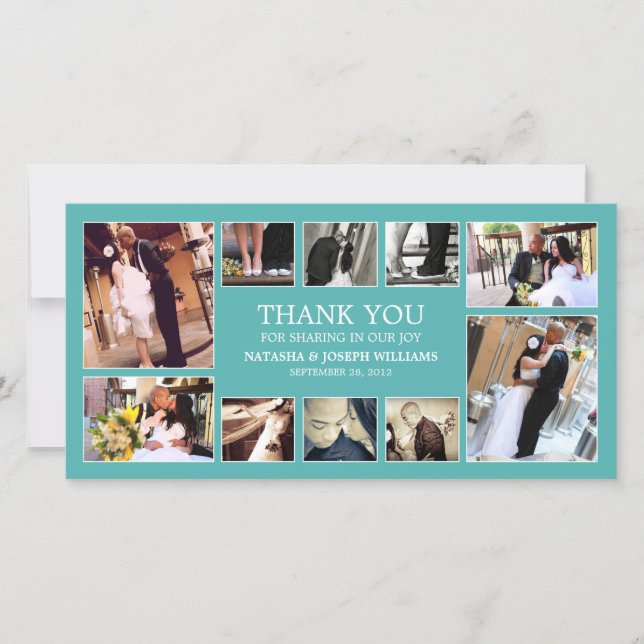 AQUA COLLAGE | BRÖLLOP TAANK DIG CARD TACK KORT (Framsida)