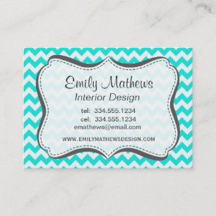 Aqua Color Chevron; sicksack Visitkort