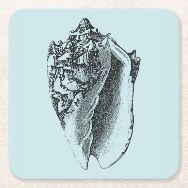 Aqua Conch-Snäcka Underlägg Papper Kvadrat (Framsidan)