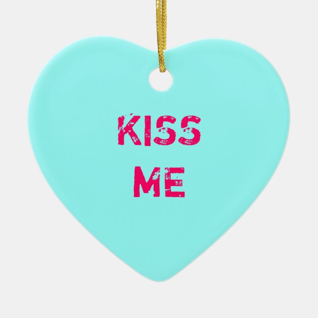 Aqua Conversation Heart Photo Ornament (Framsidan)