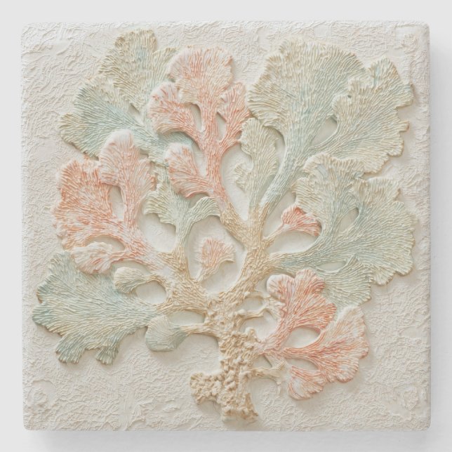 Aqua Coral Coastal Branch Art Stenunderlägg (Framsidan)