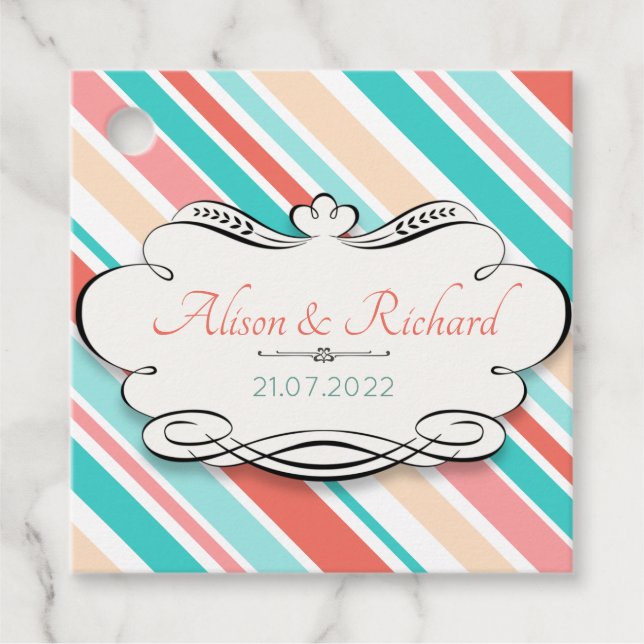 Aqua & Coral Gåvor Etiketter (Framsida)