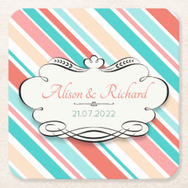 Aqua & Coral Underlägg Papper Kvadrat