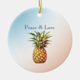Aqua Cream Lycklig Tropical Pineapple Julgransprydnad Keramik