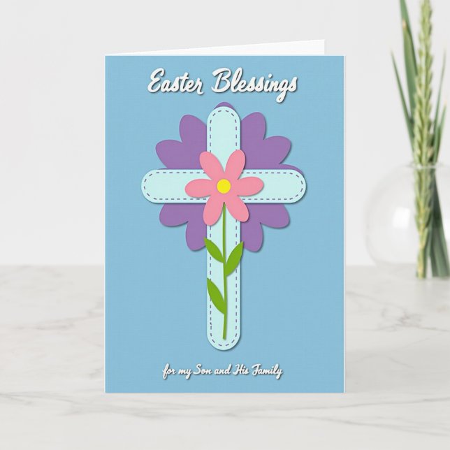 Aqua Cross Easter Wishes Card Kort (Framsida)