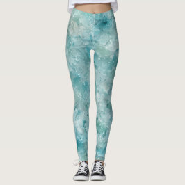 Aqua Crystal Geode Tryck. Havets skönhet. Leggings