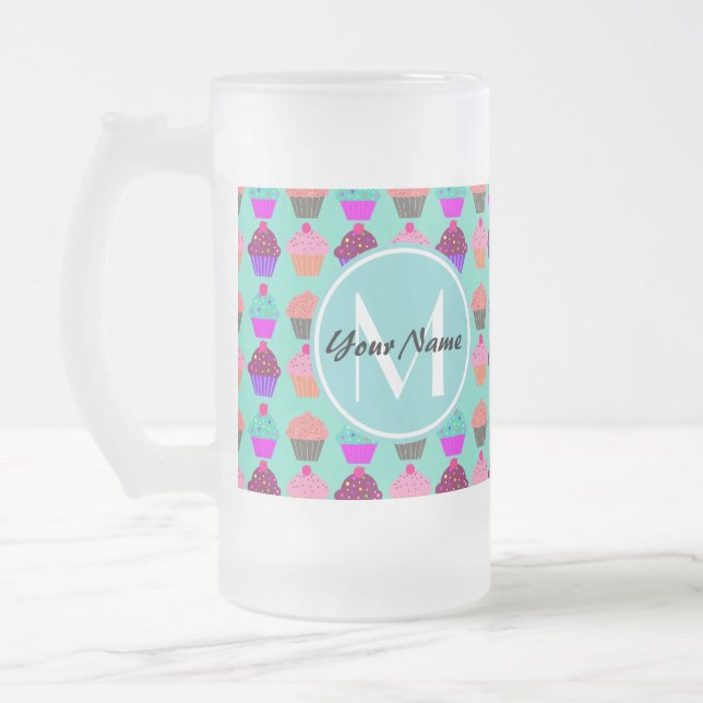 Aqua Cupkaka Personlig Monogram Frostat Ölglas (Vänster)