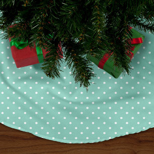 Aqua Cute Polka dots Julgransmatta Fleece
