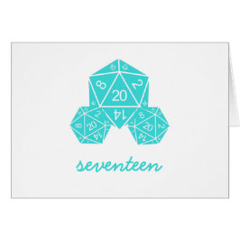 Aqua D20 Dice-Bordsnummer-kort Hälsningskort