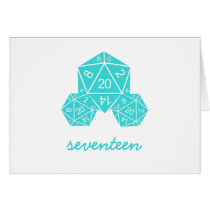 Aqua D20 Dice-Bordsnummer-kort Hälsningskort