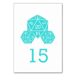 Aqua D20 Dice Bröllop Bord-kort Bordsnummer