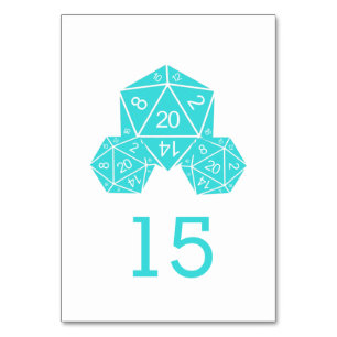 Aqua D20 Dice Bröllop Bord-kort Bordsnummer
