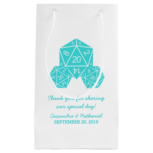 Aqua D20 Dice Bröllop Gift Bag (Framsidan)