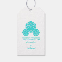 Aqua D20 Dice Bröllop Gift-Märkre Presentetikett