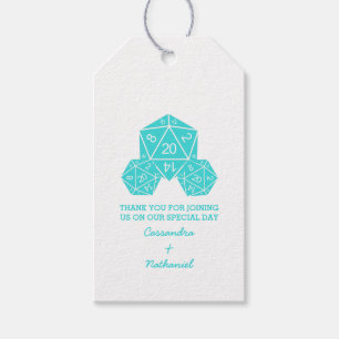 Aqua D20 Dice Bröllop Gift-Märkre Presentetikett
