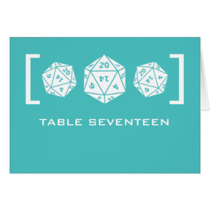 Aqua D20 Dice Gamer-Bordsnummer Hälsningskort