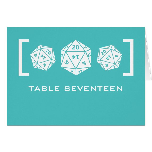 Aqua D20 Dice Gamer-Bordsnummer Hälsningskort (Framsidan Horizontal)