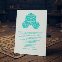 Aqua D20 Dice Wedding bjudes in