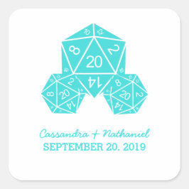 Aqua D20 Dice Wedding Stickers Fyrkantigt Klistermärke