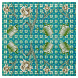 Aqua Daffidols Fabric Tyg