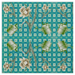 Aqua Daffidols Fabric Tyg