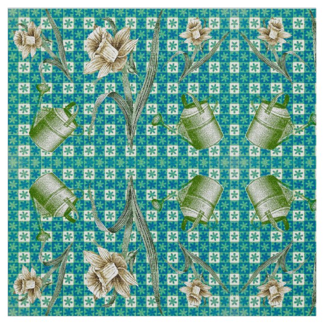 Aqua Daffidols Fabric Tyg (Provkarta)