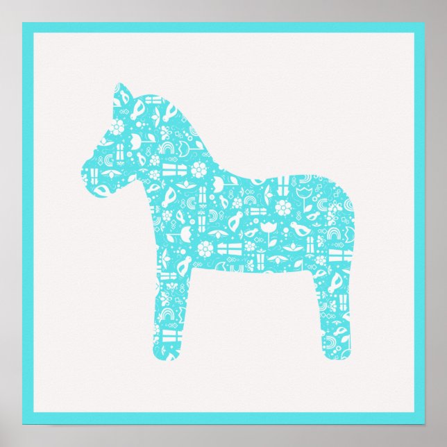 Aqua Dala Horse Poster (Framsidan)