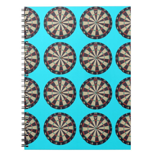 Aqua Dartboard Mönster Anteckningsbok Med Spiral (Framsidan)