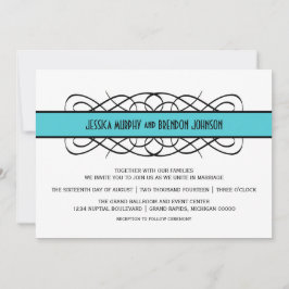 Aqua Deco Flourish Wedding bjudes in Inbjudningar