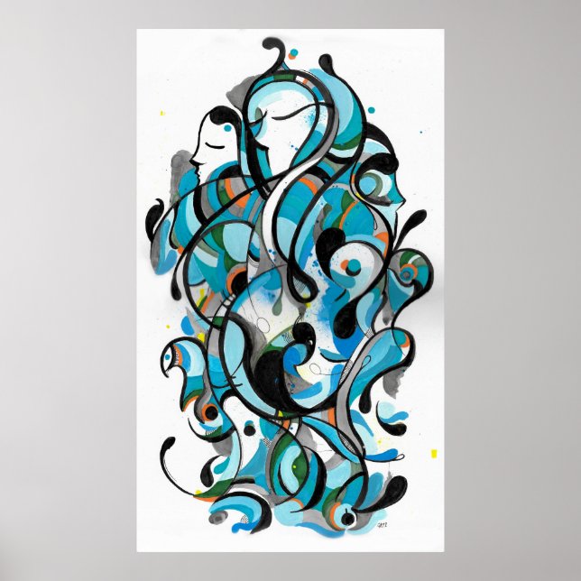 Aqua deco'bläck art poster (Framsidan)