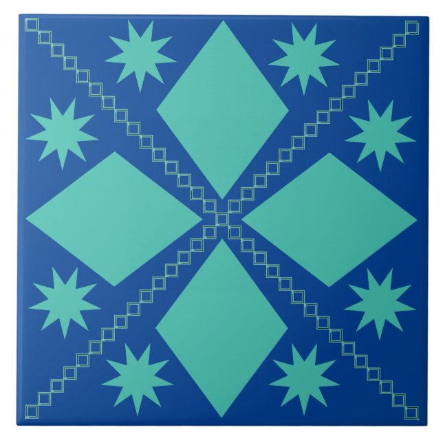 Aqua Diamond Roligt | Blå bakgrund | Kakelplatta (Framsidan)