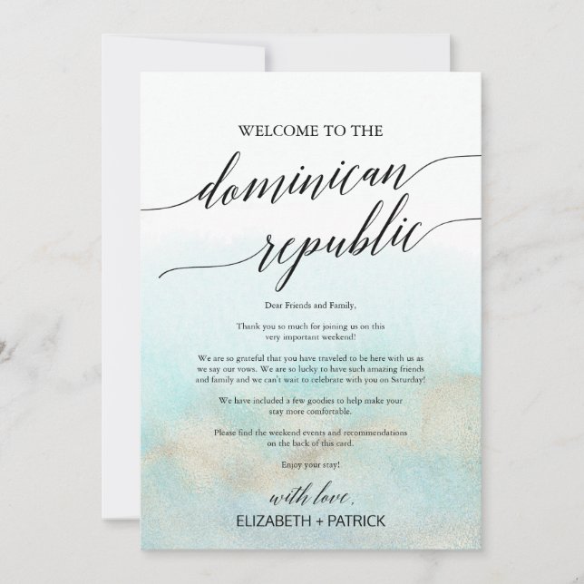Aqua Dominikanska republiken Välkommen Brev och It (Framsida)