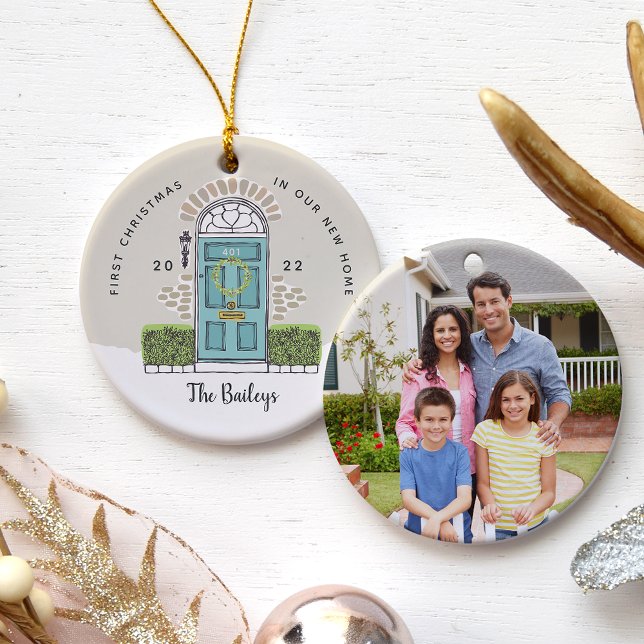 Aqua Door First jul i vårt nya hem Julgransprydnad Keramik (Skapare uppladdad)