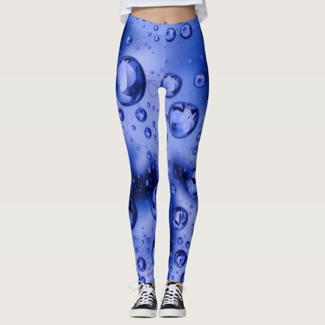 Aqua Droplet Dream Leggings - Water Bubble Blue (Framsida)